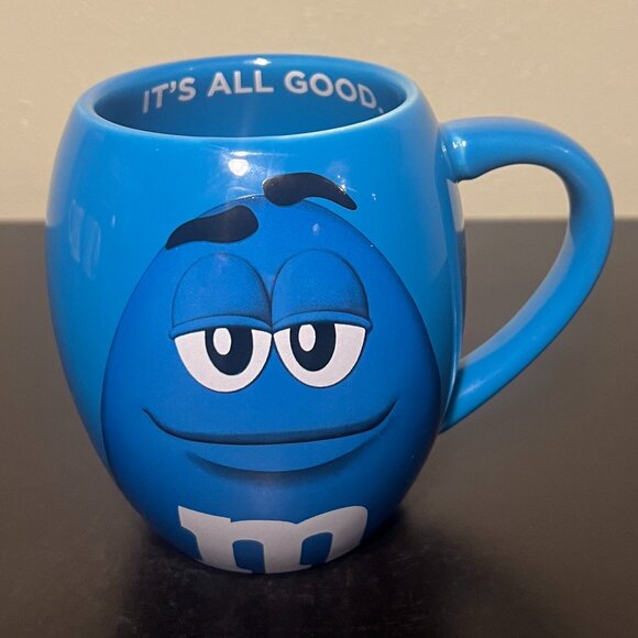 M&M's World MARS Barrel Shaped IT’S ALL GOOD Mug  w/ Anthropomorphic Blue M&M - Picture 1 of 9
